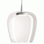 Zafferano Suspension Bilia 230V LED 8W diamètre 27cm en verre borosilicate soufflé à la bouche couleur Blanc Transparent design en cloche - multico