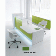 Banque d'accueil Valde droite avec meuble de rangement intégré - MDD - Vert brillant, Droite, 265