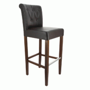 Chaise de bar d'intérieur Etoile dossier capitonné simili cuir marron - par 2