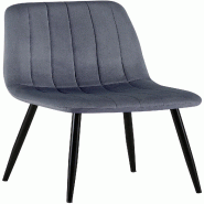 Décoshop26 - Chaise de salle à manger x1 coutures décoratives verticales assise en tissu velours gris foncé pieds en métal noir 10_0002206 - gris