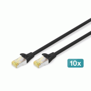 DIGITUS CAT 6A S/FTP câble patch, 10 pièces, 1 m, noir - noir 4016032469117
