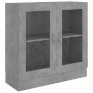 Helloshop26 - Armoire à vitrine design épuré salle de vie 82,5 x 30,5 x 80 cm en bois d'ingénierie gris béton 02_0047750 - gris verre 3000234940469
