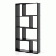 Helloshop26 - Bibliothèque ouverte géométrique 60 x 20 x 120 cm rangement pratique 8 cubes design moderne en bois noir 20_0018888 - 3000232652708