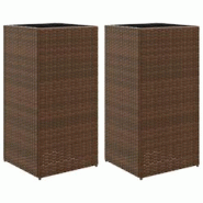 Helloshop26 - Jardinière bac lit surélevé plantes fleurs jardin terrasses lot de 2 40 x 40 x 80 cm résine tressée marron 02_0038967 - 3000218020392 Helloshop26 - Jardinière bac lit surélevé plantes fleurs jardin terrasses lot de 2 40 x 40 x 80 cm résine tressée marron 02_0038967 - 3000218020392