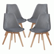 Helloshop26 - Lot de 4 chaises de salle à manger 82 x 49 x 54 cm moderne design robuste velours côtelé gris 03_0009825 - gris Bois massif 300022488