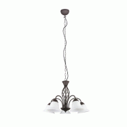 Lustre vintage 5x E14 verre opalin métal rouille - Trio - Rustica - marron 4017807504682