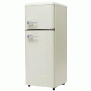Merax mini réfrigérateur rétro avec congélateur, 92 L, 2 portes, 105.5 cm, compact pour studio, bureau et minibar, LED, 116 kWh/an, blanc - blanc