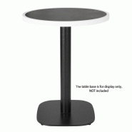 Plateau de table extérieur rond en verre trempé effet granit foncé bord blanc 580mm | Bolero - DL487