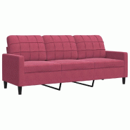 VidaXL Canapé à 3 places Rouge bordeaux 180 cm Velours Modèle Arvonia - 4007638