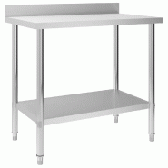 VidaXL Table de travail de cuisine avec dosseret 100x60x93 cm Inox - 51189