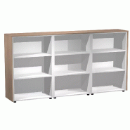 Armoire de rangement ouverte - 6 étagères -  L. 243 x P. 43 x H. 120 cm So Flora - Frêne Noir_0