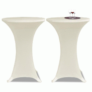 Décoshop26 - Housse de table Ø70cm Crème extensible 2 pcs DEC022499 - beige 3001285869600