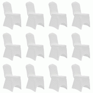 Décoshop26 - Housses élastiques de chaise Blanc 12 pièces DEC022523 - blanc 3001283469604