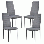 Décoshop26 - Lot de 4 Chaises de Salle à Manger Siège de Cuisine Rembourré Acier et tissu Gris 03_0002798 - gris 3000336599787