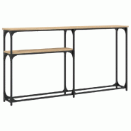 Décoshop26 - Table d'appoint avec étagère design industriel 145 x 22,5 x 75 cm bois d'ingénierie couleur chêne et métal DEC031931 - métal 30002