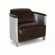 GINER Y COLOMER SL Canapé 2 places Zelian en cuir 75 cm x 130 cm x 90 cm - marron fourrure 2213