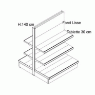 Gondole double de départ h.140xl.100xp.50+50 cm avec 4 tablettes de 30 cm