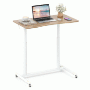 Helloshop26 - Bureau mobile debout réglable 95 x 52 x 70-106 cm mobilité optimale design compact en MDF naturel 20_0010925 - aluminium 3000226440366