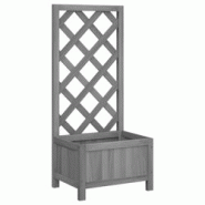 Helloshop26 - Jardinière bac lit surélevé plantes fleurs terrasse jardin avec treillis bois massif de sapin gris 02_0038324 - 3000214175690 Helloshop26 - Jardinière bac lit surélevé plantes fleurs terrasse jardin avec treillis bois massif de sapin gris 02_0038324 - 3000214175690