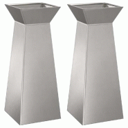 Helloshop26 - Lot de 2 jardinières pilier design contemporain extérieur 40 x 40 x 100 cm en métal argent 02_0052419 - métal 3000237408256