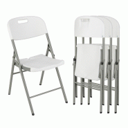 Helloshop26 - Lot de 4 chaises pliantes 58 x 45,5 x 84 cm confortables ergonomiques pour usage extérieur style moderne en PEHD blanc 20_0012595 - bla