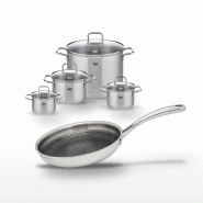 Lot Poêle 28 cm Elo Relief Evolution & 4 Faitouts Elo Citrin - gris inox 3176239955927