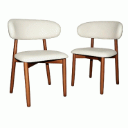 Merax Lot de 2 chaises de salle à manger, PU beige, cadre en bois massif coloris noyer, assise rembourrée, dossier ergonomique - beige multi-matéri