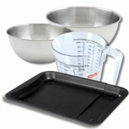 Set pâtisserie avec plaque de four extensible de 35-52 cm, 2 bols à mixer, verre mesureur et spatule Zenker - noir métal 3176239937602