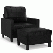 VidaXL Fauteuil avec repose-pied Noir 60 cm Similicuir Modèle Vega Executive - 3201009