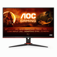 AOC G2 Q27G2E/BK écran plat de PC 68,6 cm (27") 2560 x 1440 pixels Quad HD Noir, Rouge AOC G2 Q27G2E/BK écran plat de PC 68,6 cm (27") 2560 x 1440 pixels Quad HD Noir, Rouge