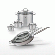 Batterie de cuisine avec 3 poêles 24/28/32 cm et 4 faitouts 12/14/16/26 cm sans PFAS Elo Collection Relief Solution Citrin - gris 3176239940619