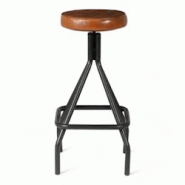 Bistromania Tabouret de bar industriel SNACK - cuir et métal - MONTE-TABOU1 Bistromania Tabouret de bar industriel SNACK - cuir et métal - MONTE-TABOU1