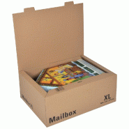 Boîte colis poste fermeture languettes 460x335x175mm brun