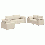 Canapé 2 pcs Beige 219 x 80 x 82 cm Tissu en lin mélangé Modèle Vega Core - Matériau naturel 8721158678683