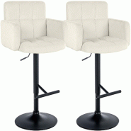 CLP Lot de 2 tabourets de bar Los Angeles velours Velours HBT: 93x60x56 cm Crème Noir - beige textile 327352
