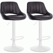 CLP Lot de 2 tabourets de bar Milet similicuir Marron/Métal blanc mat - marron polyester 324567 CLP Lot de 2 tabourets de bar Milet similicuir Marron/Métal blanc mat - marron polyester 324567
