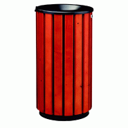 Corbeille à poser ou à fixer zeno access - 80l - lattes bois / avec couvercle entonnoir gris manganese Corbeille à poser ou à fixer zeno access - 80l - lattes bois / avec couvercle entonnoir gris manganese