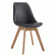 Décoshop26 - Chaise de salle à manger x1 style scandinave en PVC noir support 4 pieds en bois couleur clair 10_0003745 - noir 3000251744347 Décoshop26 - Chaise de salle à manger x1 style scandinave en PVC noir support 4 pieds en bois couleur clair 10_0003745 - noir 3000251744347