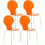 Décoshop26 - Lot de 4 chaises de cuisine salle à manger empilables dossier arrondi en bois orange et métal chromé 10_0003178 - 3000251440720 Décoshop26 - Lot de 4 chaises de cuisine salle à manger empilables dossier arrondi en bois orange et métal chromé 10_0003178 - 3000251440720