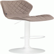 Décoshop26 - Tabouret de bar x1 avec coutures décoratives en forme de losanges en tissu taupe et métal blanc 10_0004668 - blanc métal 3000252225081