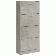 Helloshop26 - Armoire à chaussures moderne design avec 4 tiroirs 63 x 24 x 147 cm en bois d'ingénierie gris béton 02_0047066 - gris Bois massif 300