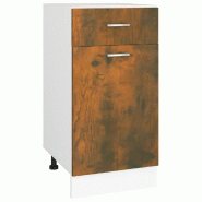 Helloshop26 - Armoire à tiroirs optimisée cuisine rangement 40 x 46 x 81 cm design contemporain en bois d'ingénierie chêne fumé 02_0048190 - Bois