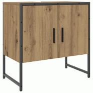 Helloshop26 - Armoire lavabo de salle de bain design compact avec rangement 60 x 33 x 60 cm en bois chêne artisanal 02_0051182 - Bois massif 30002367