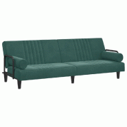 Helloshop26 - Canapé-lit avec accoudoirs vert foncé velours 02_0019839 - vert polyester 3001030288007
