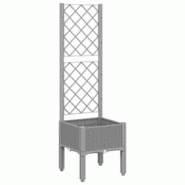 Helloshop26 - Jardinière bac lit surélevé plantes fleurs terrasse jardin avec treillis clair 40 x 40 x 142 cm PP gris 02_0038357 - 3000214183978 Helloshop26 - Jardinière bac lit surélevé plantes fleurs terrasse jardin avec treillis clair 40 x 40 x 142 cm PP gris 02_0038357 - 3000214183978