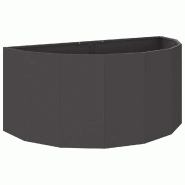 Helloshop26 - Jardinière demi-ronde moderne extérieur 120 x 60 x 50 cm finition mate en acier noir 02_0052943 - noir acier 3000237663600