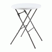 Helloshop26 - Table haute pliante avec plateau rond 80 x 110 cm blanc 03_0011084 - blanc métal 3000225562472