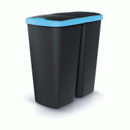 Keden - Compacta Q duo Poubelle 45L avec 2 Couvercles Indépendants de couleur Noire et bleue - multicolore plastique ZA5489