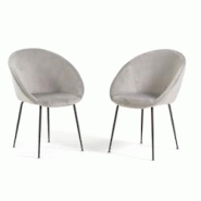 RATTATAN Lot de 2 chaises d’intérieur en tissu doux, pieds en métal, style moderne, pour cuisine, salle à manger ou bureau – IRIS – Gris clai RATTATAN Lot de 2 chaises d’intérieur en tissu doux, pieds en métal, style moderne, pour cuisine, salle à manger ou bureau – IRIS – Gris clai