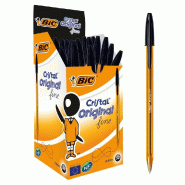 Stylos Bic cristal pointe fine noire - par 50